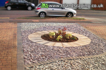 Constructed New Driveway with Circular Shrub Feature