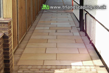 Constructed Brick and Paving Slab Driveway to Garage
