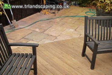 Constructed Paved Patio and Wooden Decking Areas
